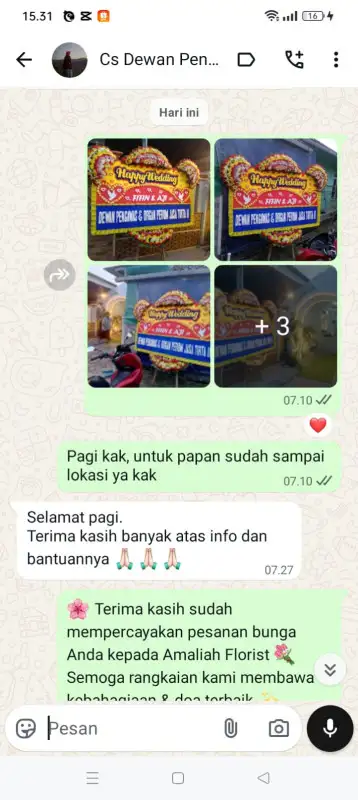 Testimonial papan bunga PESAWARAN